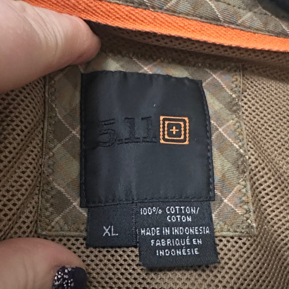 5.11 Tactical Olive Plaid Button Down Shirt - Picture 2 of 3
